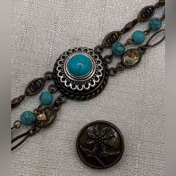 💗Bronze Bead & Chain Ginger Snaps & Co. Snap Button Bracelet with 2 Charms - Picture 4 of 13